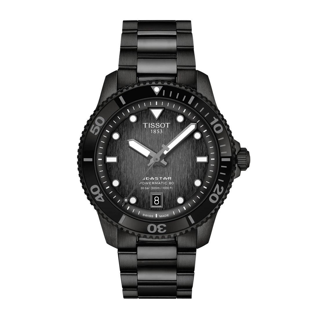 Tissot Watch Seastar 1000 Ocmitic 80 40 mm schwarz automatisch Stahl Finish PVD Schwarz T120.807.33.051.00