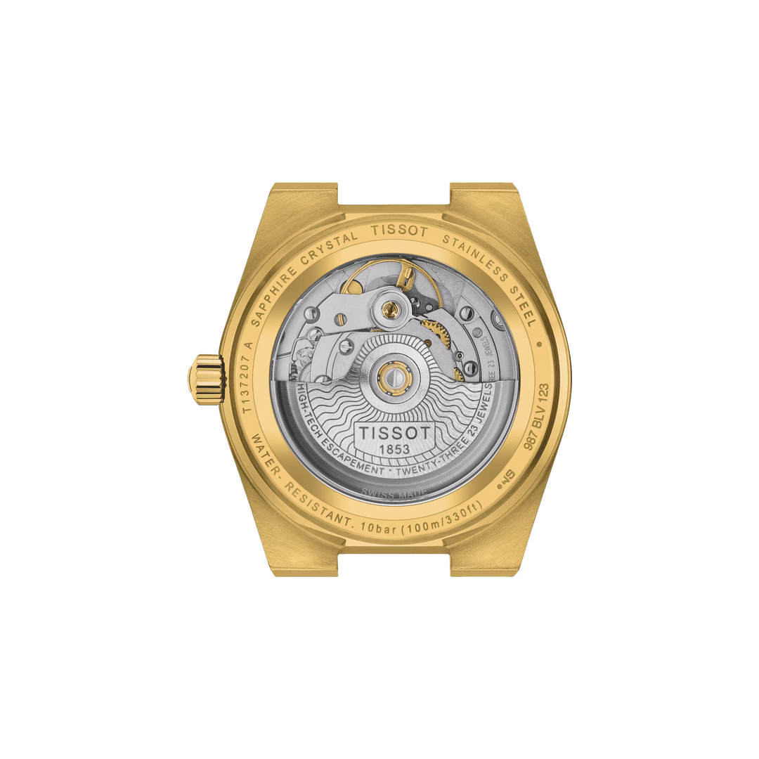 TISSOT Clock PRX OKMITIC 80 35 mm Champagner Automatisch Stahl Finish PVD Gold Gold T137.207.33.021.00
