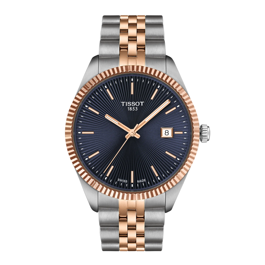 Tissot Ballade Watch 40mm Blue Quartz Steel PVD Finitions Rose Gold T156 410.11.091.00