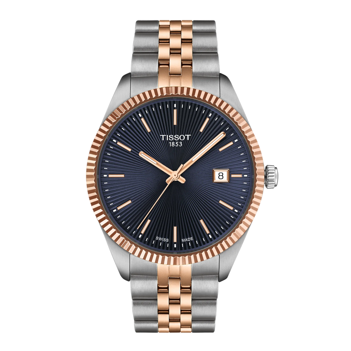 Tissot Ballade Watch 40mm Blue Quartz Steel PVD Finitions Rose Gold T156 410.11.091.00