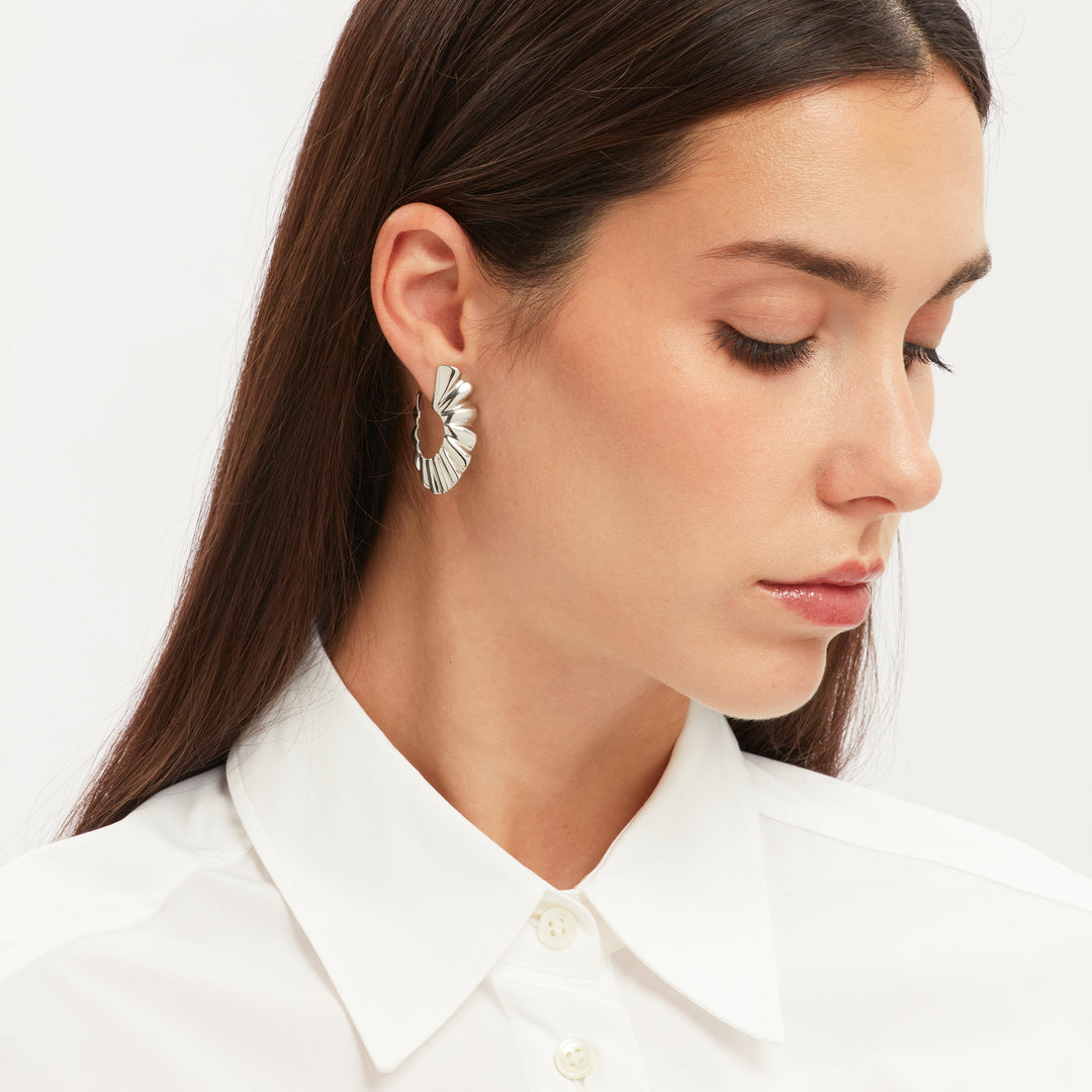 Breil steel pleated earrings TJ3793