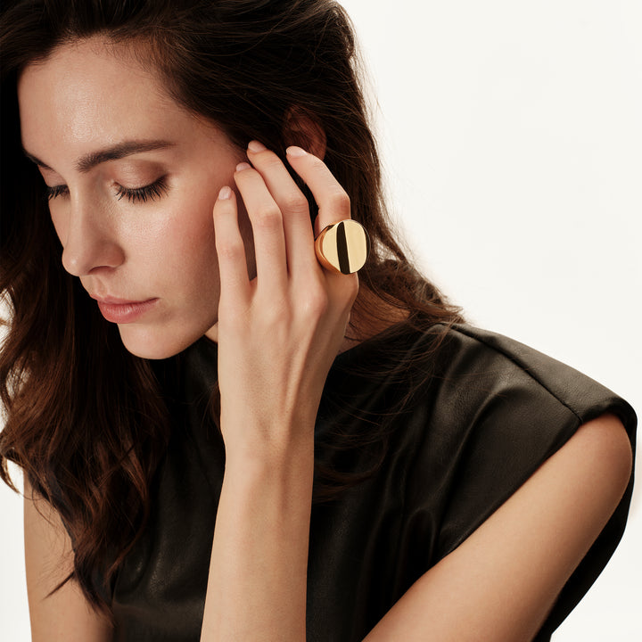 Bague Breil Globe en acier finition PVD or TJ4068