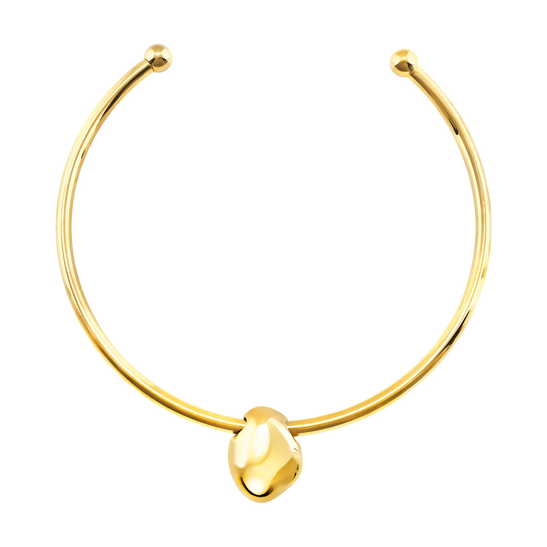 Breil Petra stijve choker staal PVD afwerking 14K goud groene aventurijn TJ4242