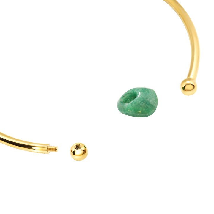 Breil Petra stijve choker staal PVD afwerking 14K goud groene aventurijn TJ4242