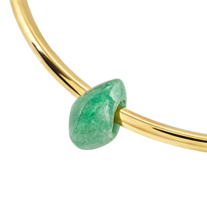 Breil Petra stijve choker staal PVD afwerking 14K goud groene aventurijn TJ4242