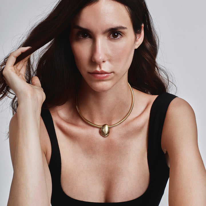 Breil Petra stijve choker staal PVD afwerking 14K goud groene aventurijn TJ4242