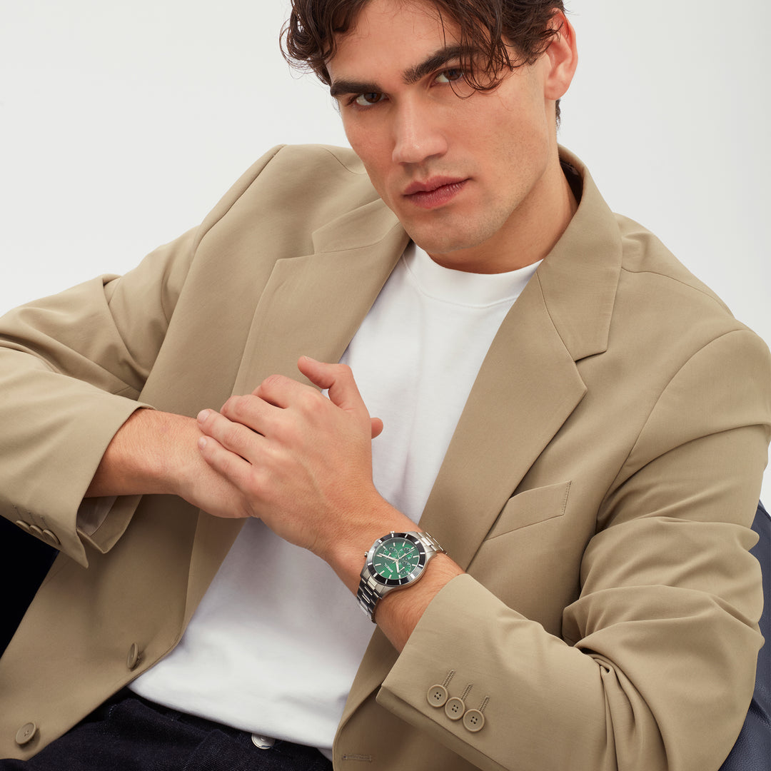Breil horloge Remixer Chrono 42mm groen quartz staal TW2115
