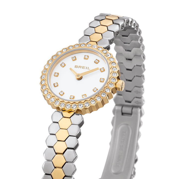 Breil Primp horloge 24 mm wit quartz staal PVD afwerking 14k goud TW2200