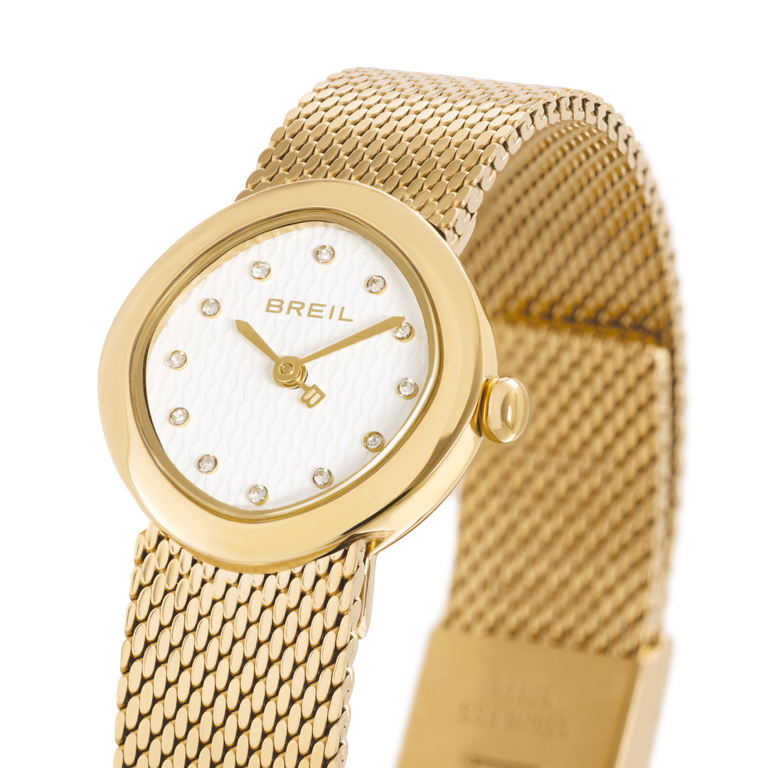 Breil Primp Uhr, 25 mm, weißer Quarzstahl, 14 Karat Gold, PVD-Finish, TW2022
