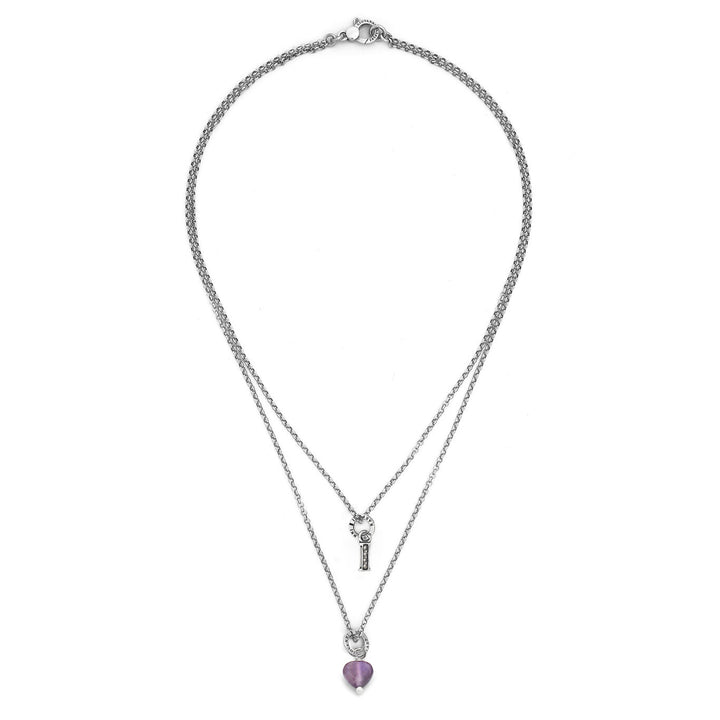 Collier Giovanni Raspini cadeau précieux lettre I Collier en argent 925, améthyste et zircons X01486
