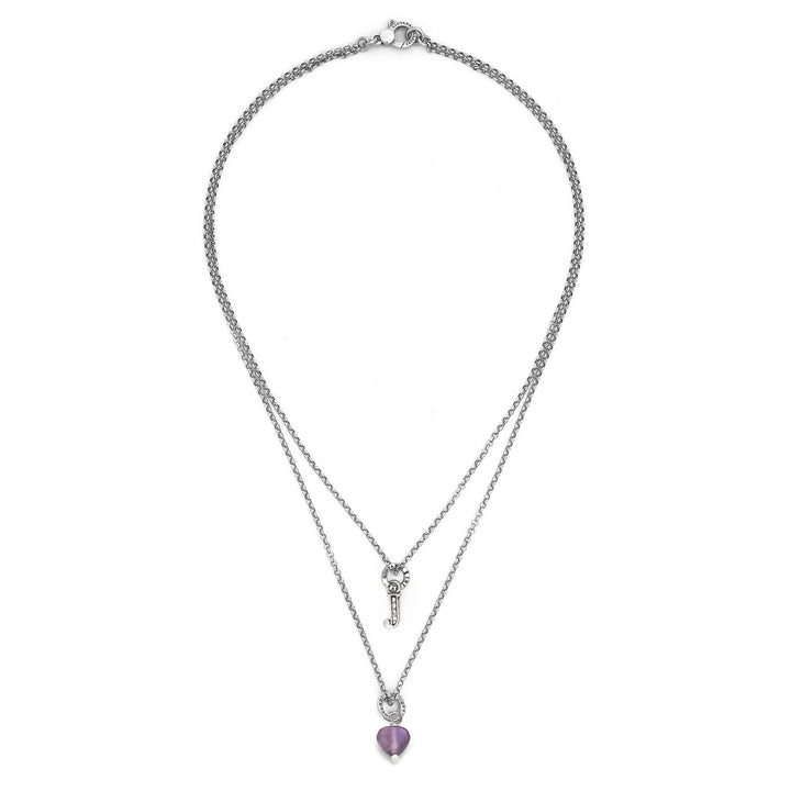 Giovanni Raspini ketting kostbaar geschenk letter j Ketting in 925 zilver, amethist en zirkonen X01485