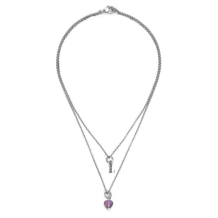 Giovanni Raspini ketting kostbaar geschenk letter l Ketting in 925 zilver, amethist en zirkonen X01483
