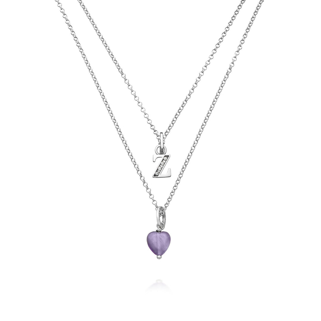 Collier Giovanni Raspini cadeau précieux lettre z Collier en argent 925, améthyste et zircons X01469