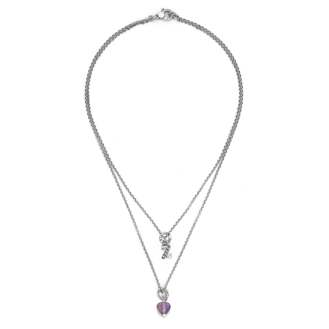Collier Giovanni Raspini cadeau précieux lettre z Collier en argent 925, améthyste et zircons X01469