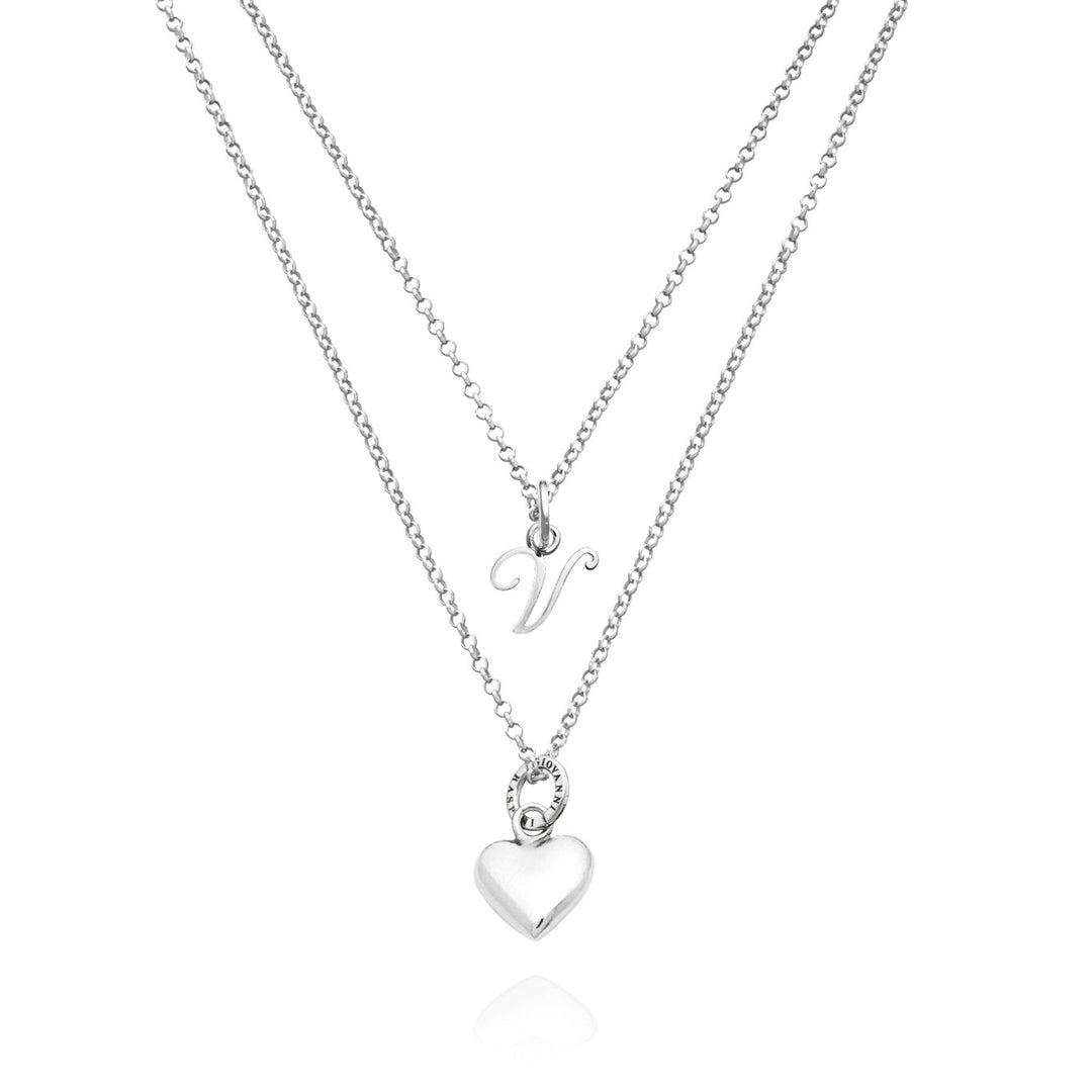 Giovanni Raspini hart- en letter v-ketting 925 zilveren ketting X01549