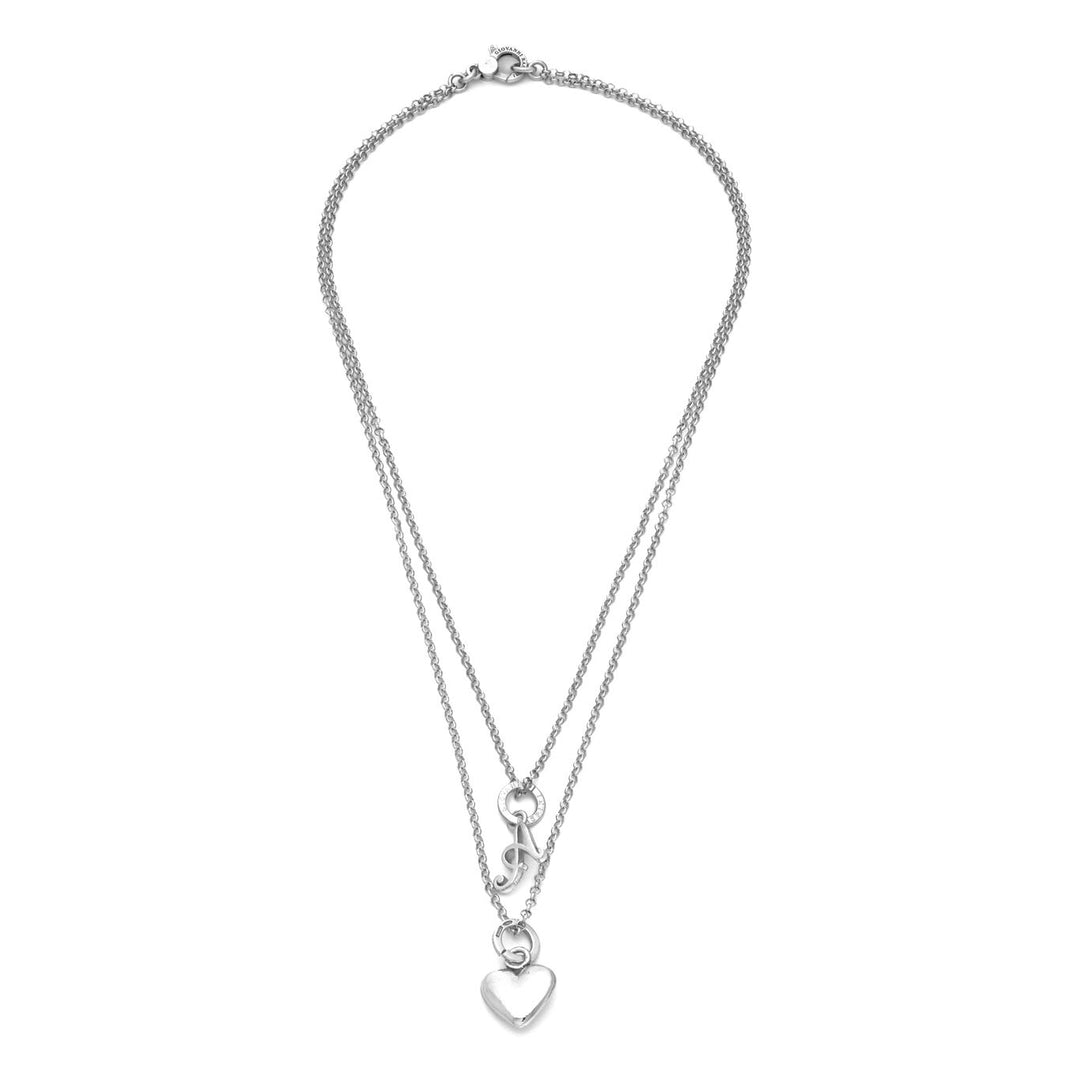 Giovanni Raspini Hart en Letter A ketting in zilver X01764