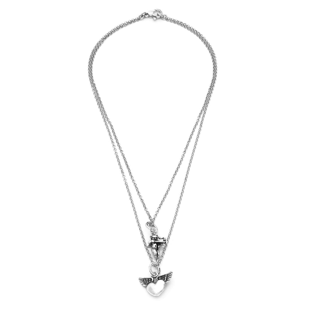 Collier coeur ailé Giovanni Raspini et Puttino Arco argent X01769