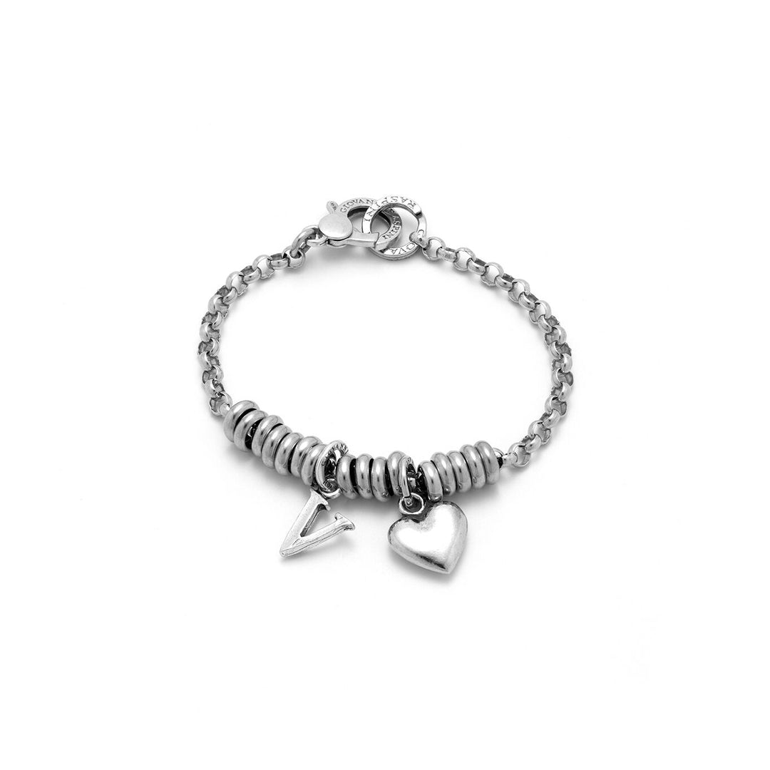 Giovanni Raspini Bracelet coeur et lettre V argent X01877