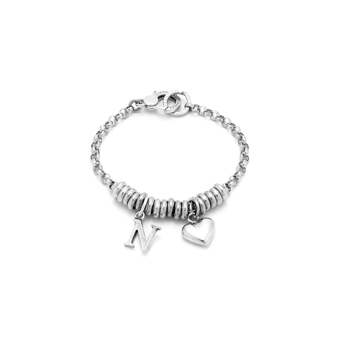 Giovanni Raspini Herz und Buchstabe N Silberarmband X01884