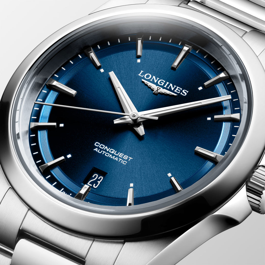 Montre Longines Conquest 38 mm en acier automatique bleu L3.720.4.92.6