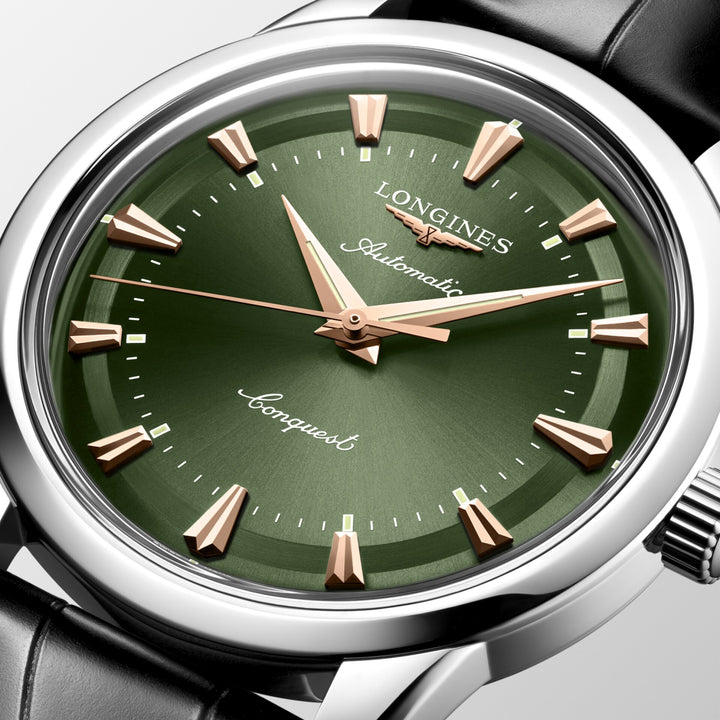 Longines Conquest Heritage 40mm green automatic steel watch L1.650.4.02.2