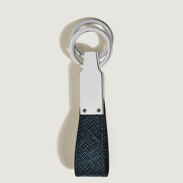 Montblanc Schlüsselanhänger mit modischer blauer Tweedschlaufe 220397