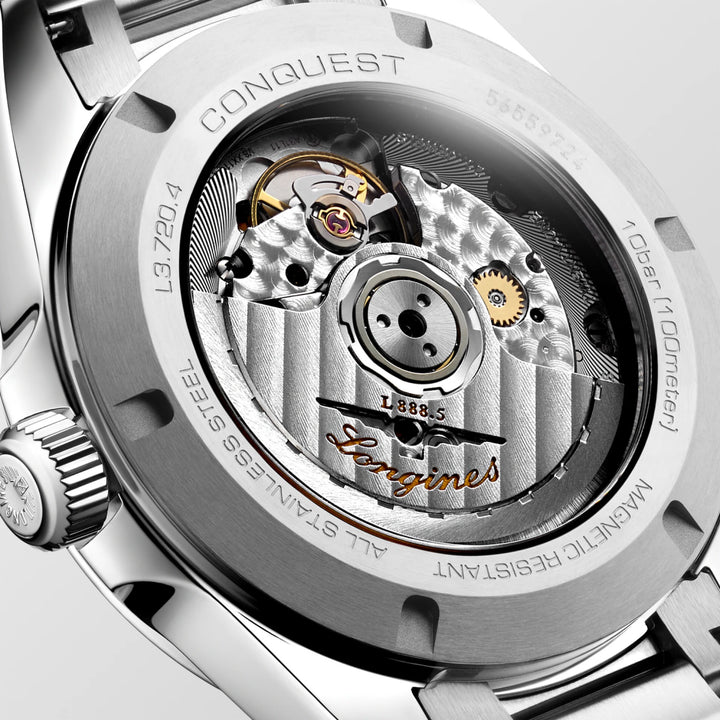 Montre Longines Conquest 38 mm en acier automatique bleu L3.720.4.92.6