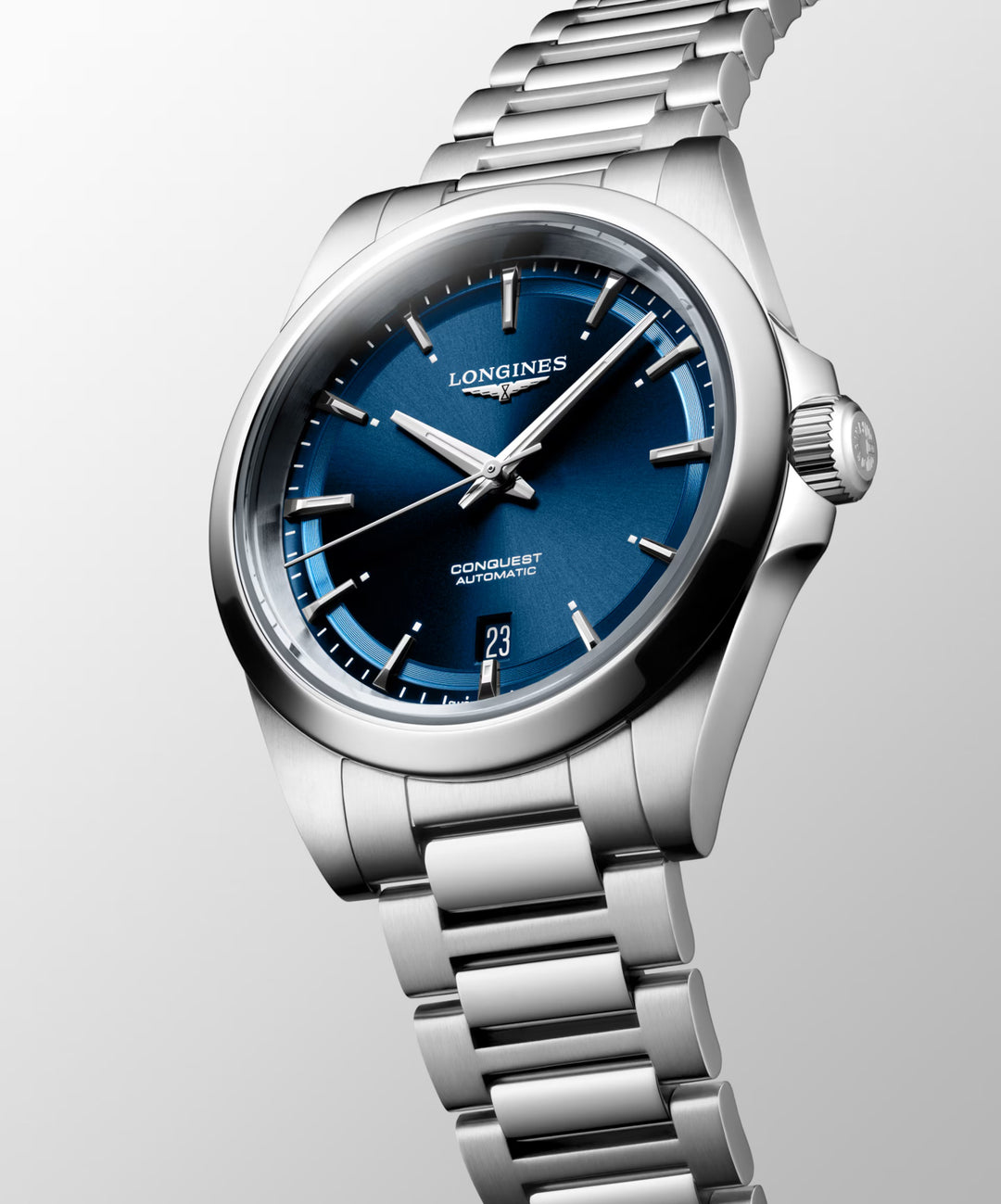 Montre Longines Conquest 38 mm en acier automatique bleu L3.720.4.92.6