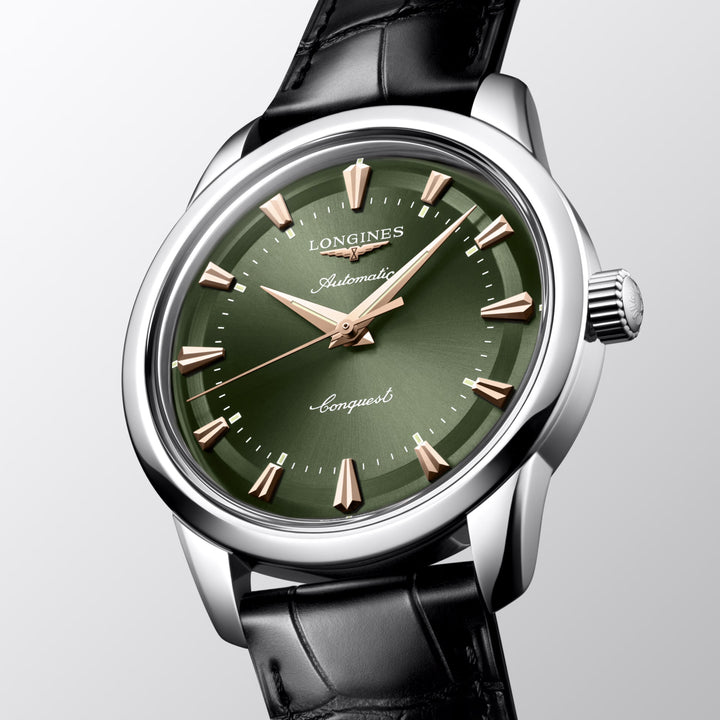 Longines Conquest Heritage 40mm green automatic steel watch L1.650.4.02.2