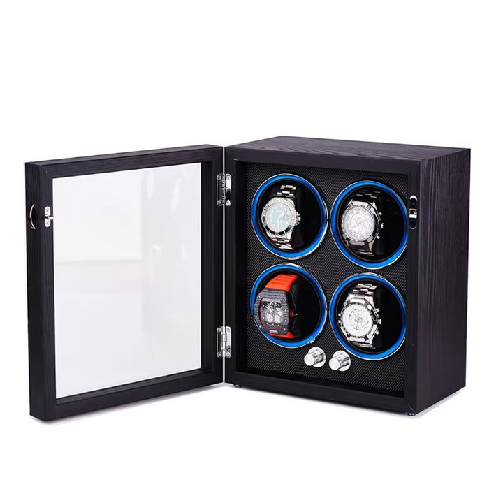 Capodagli box with rotor for 4 black XB4 watches