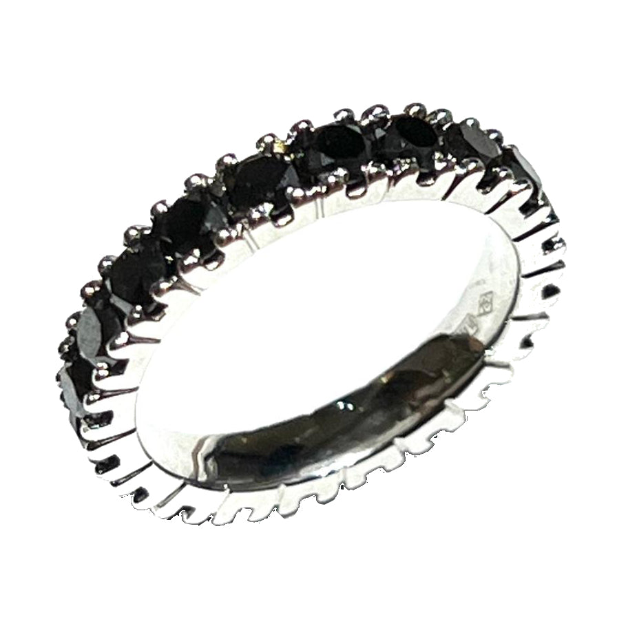 Bague en or blanc 18 carats World Diamond Group avec diamants noirs 0024FG
