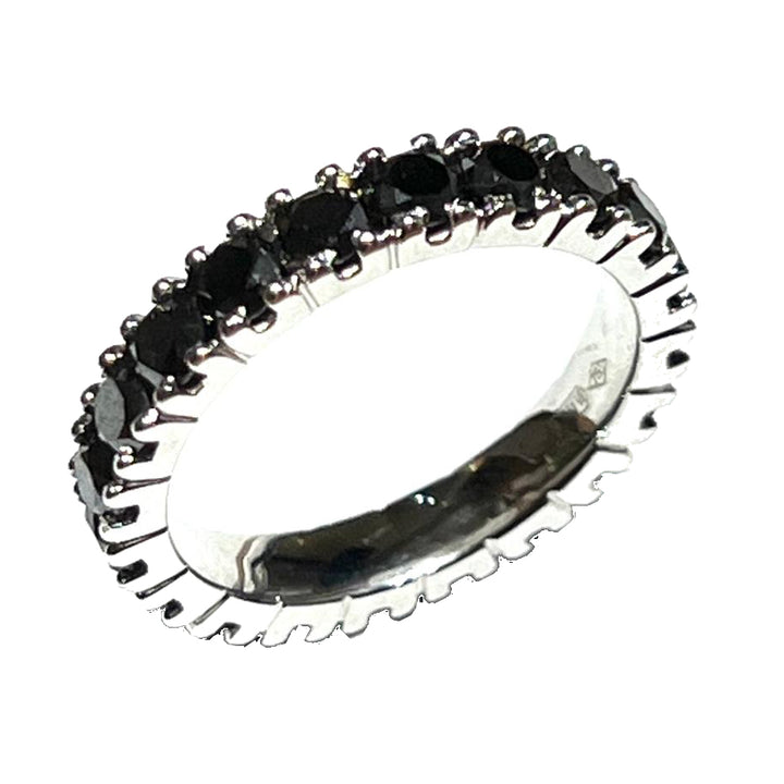 Bague en or blanc 18 carats World Diamond Group avec diamants noirs 0024FG