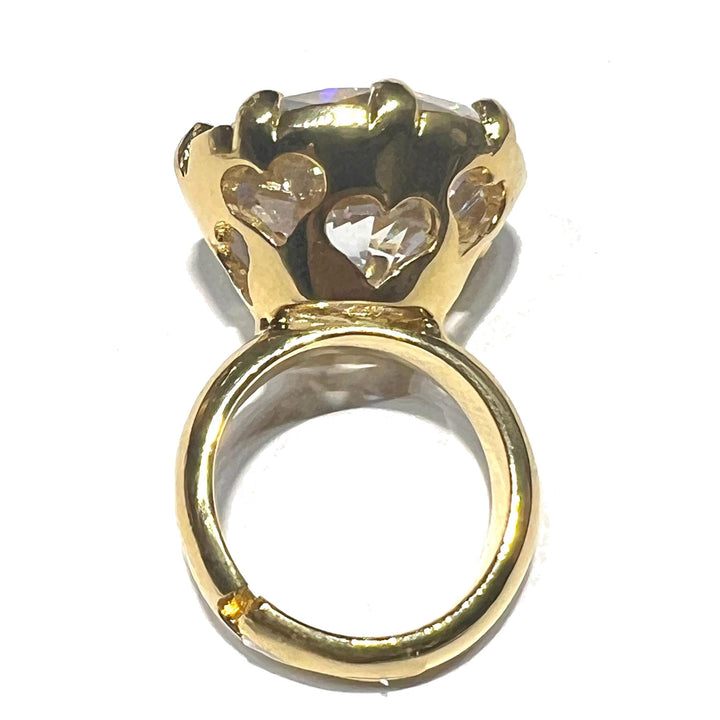 Federica Rossi Cocktailring brons PVD afwerking 18kt goud kristal FR.AN.02