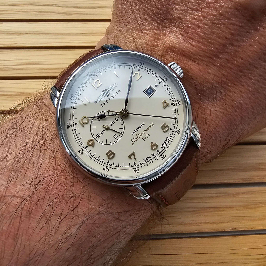 Zeppelin LZ121 Mediterranèe 24ore 40mm beige automatisch staal 9668-5