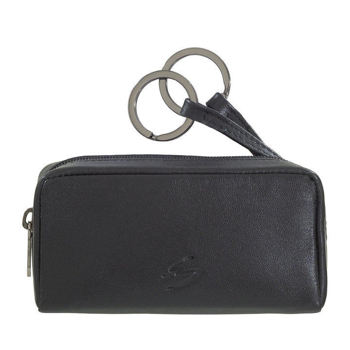 Nuvola Pelle Keychain for Men and Women in Genuine Leather - Coin Case Bag with Zip and 2 Key Rings