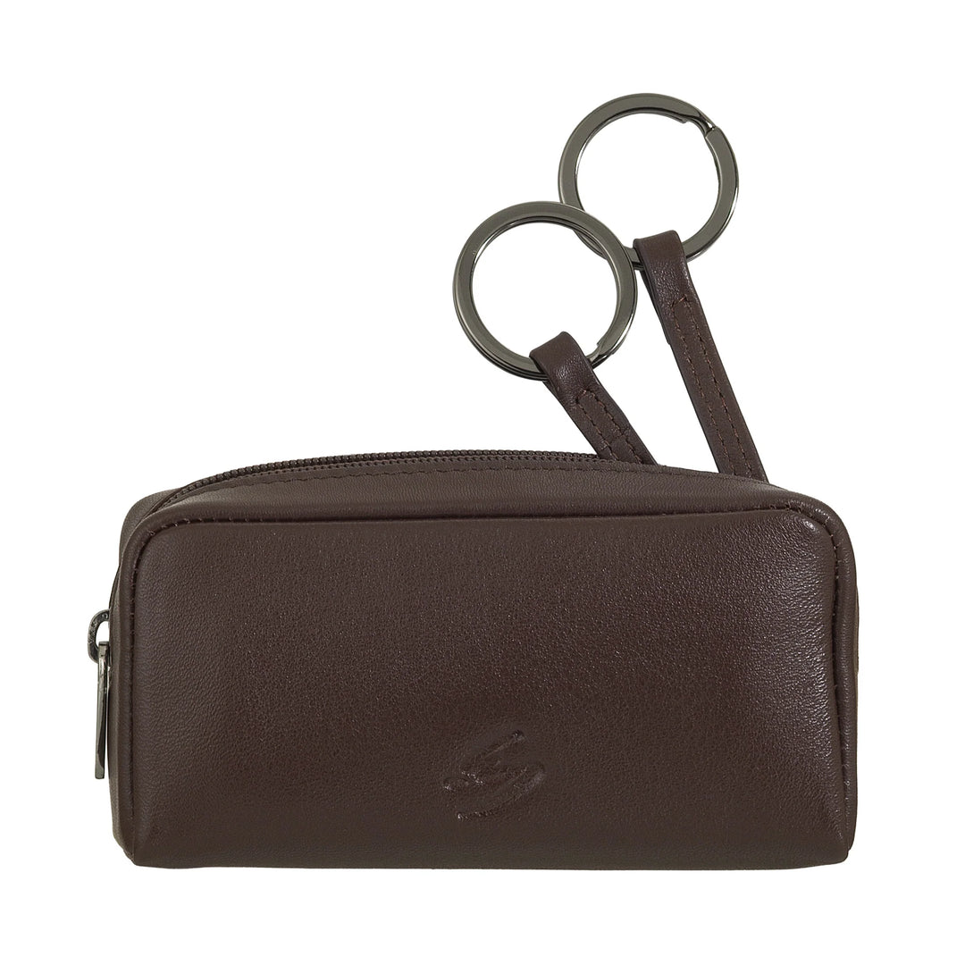 Porte-clés Nuvola Pelle pour homme et femme en cuir véritable – Porte-monnaie avec fermeture éclair et 2 porte-clés