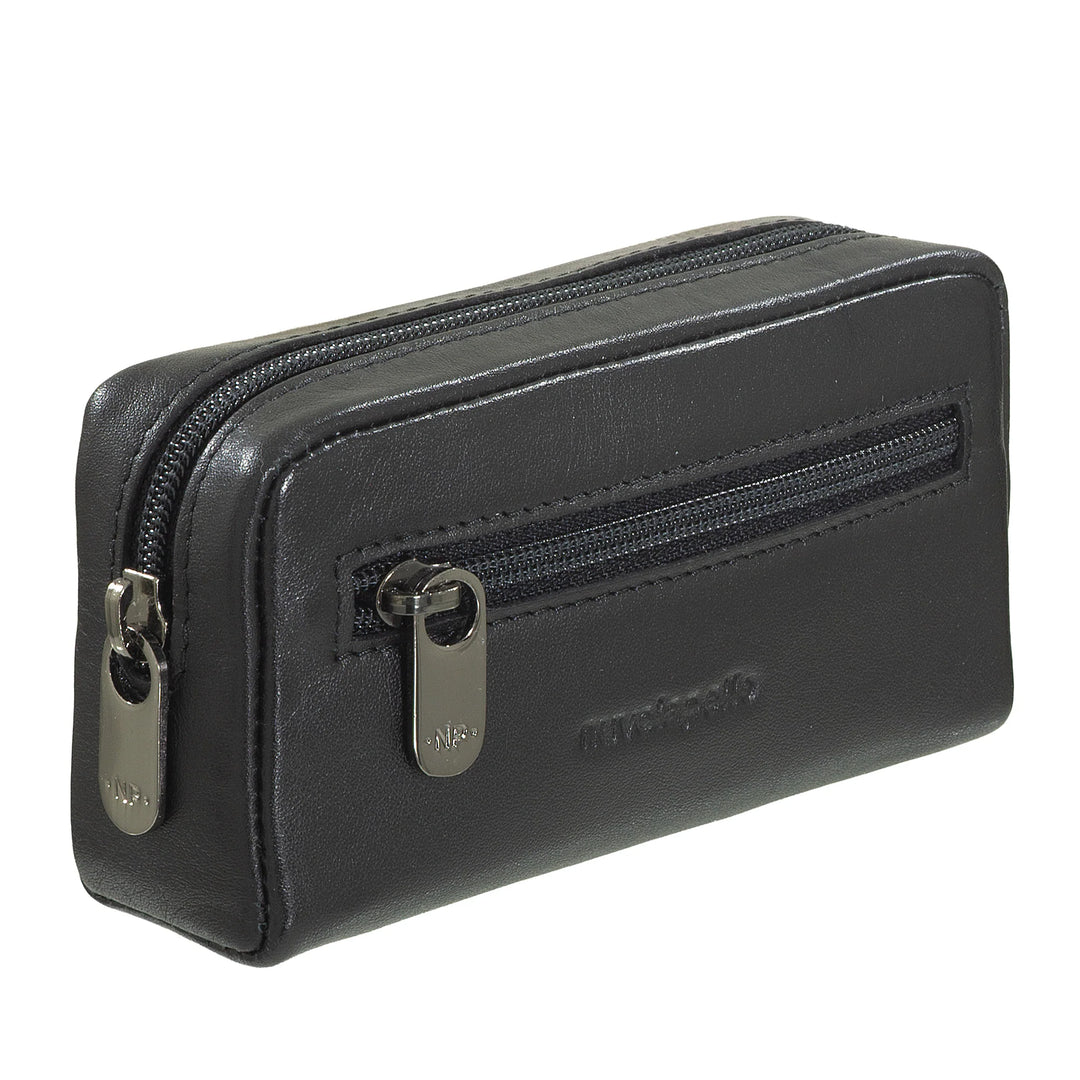 Nuvola Pelle Keychain for Men and Women in Genuine Leather - Coin Case Bag with Zip and 2 Key Rings