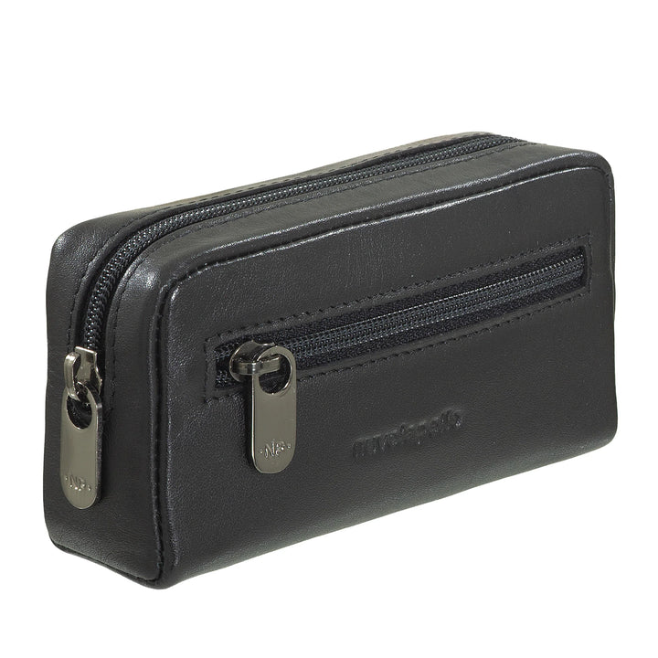 Nuvola Pelle Keychain for Men and Women in Genuine Leather - Coin Case Bag with Zip and 2 Key Rings