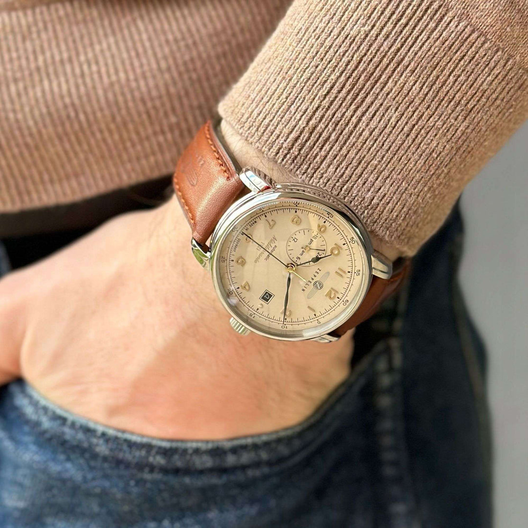 Zeppelin LZ121 Mediterranèe 24ore 40mm beige automatisch staal 9668-5