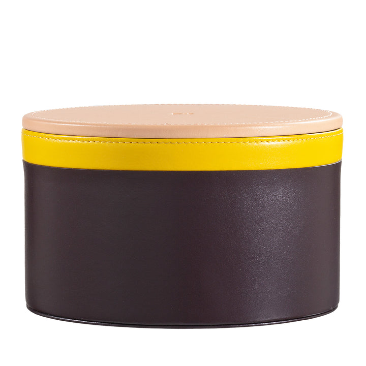 DUDU Designer Leather Jar for Furnishings, Storage with Lid 10x10cm, Waffle Holder Coins Keys Candy Jewelry