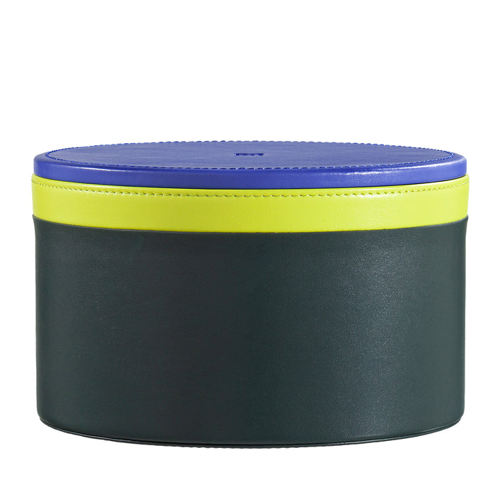 DUDU Designer Leather Jar for Furnishings, Storage with Lid 10x10cm, Waffle Holder Coins Keys Candy Jewelry