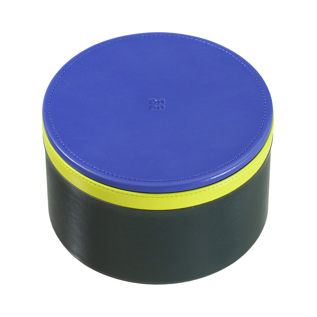 DUDU Designer Leather Jar for Furnishings, Storage with Lid 10x10cm, Waffle Holder Coins Keys Candy Jewelry