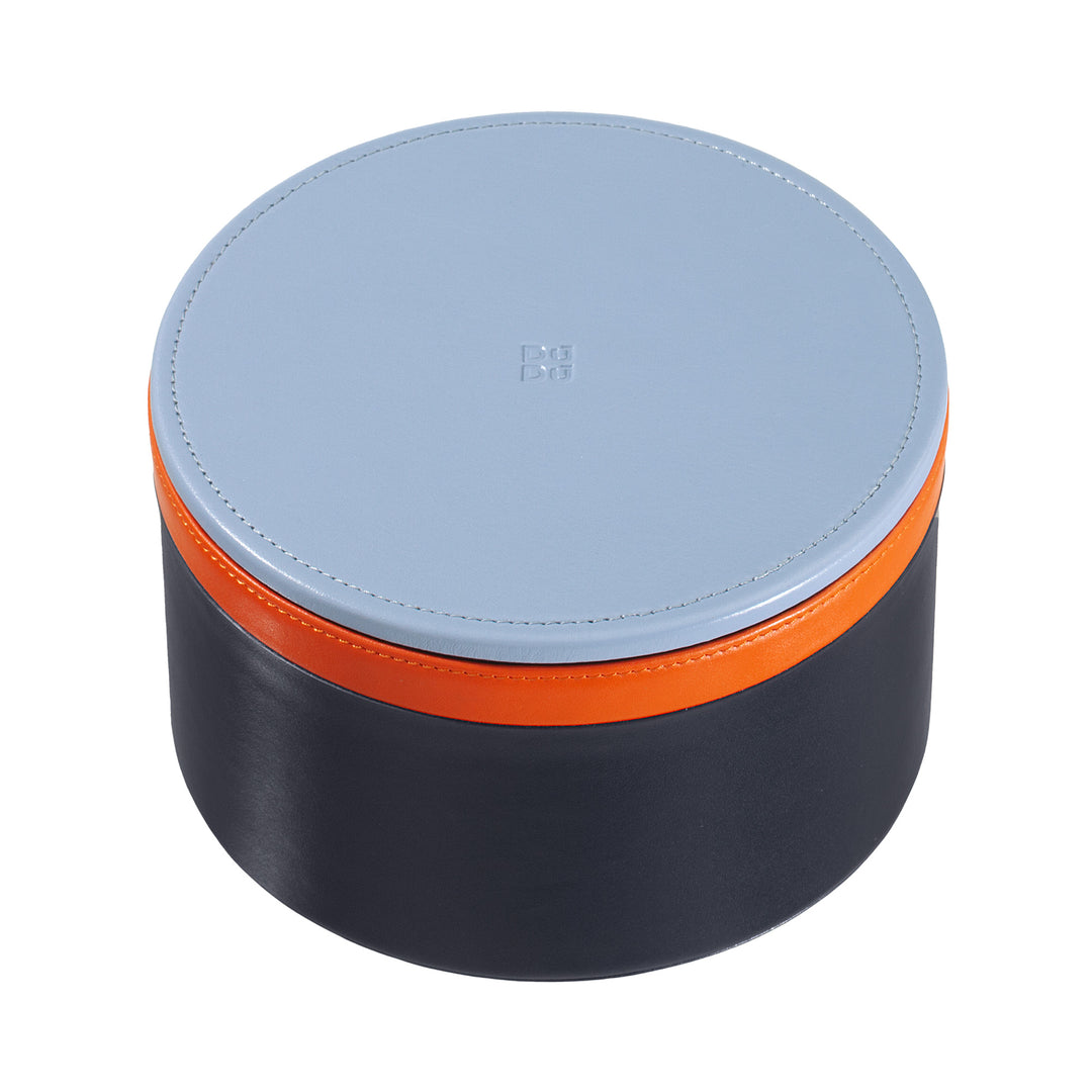 DUDU Designer Leather Jar for Furnishings, Storage with Lid 10x10cm, Waffle Holder Coins Keys Candy Jewelry