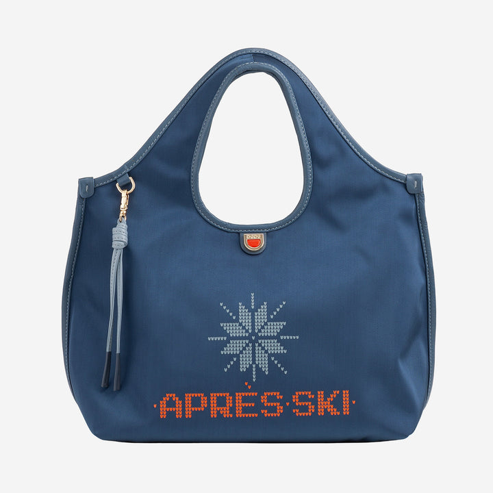 DUDU Sac Bandoulière Femme en Nylon et Cuir Après Ski - Cabas Léger Taille Moyenne avec Bandoulière Ajustable et Fermeture Magnétique, Design Sporty Chic