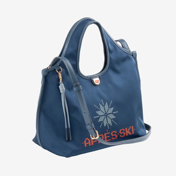 DUDU Sac Bandoulière Femme en Nylon et Cuir Après Ski - Cabas Léger Taille Moyenne avec Bandoulière Ajustable et Fermeture Magnétique, Design Sporty Chic