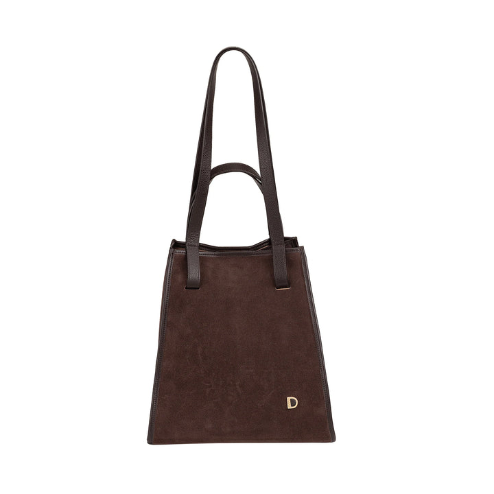 DUDU damesschoudertas van echt leer, gemaakt in Italië, elegante shopper-draagtas, dubbel handvat, volnerf leer of suède - grote handtas voor werk en vrije tijd