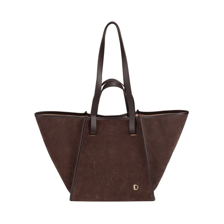 DUDU damesschoudertas van echt leer, gemaakt in Italië, elegante shopper-draagtas, dubbel handvat, volnerf leer of suède - grote handtas voor werk en vrije tijd