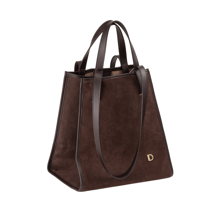 DUDU damesschoudertas van echt leer, gemaakt in Italië, elegante shopper-draagtas, dubbel handvat, volnerf leer of suède - grote handtas voor werk en vrije tijd