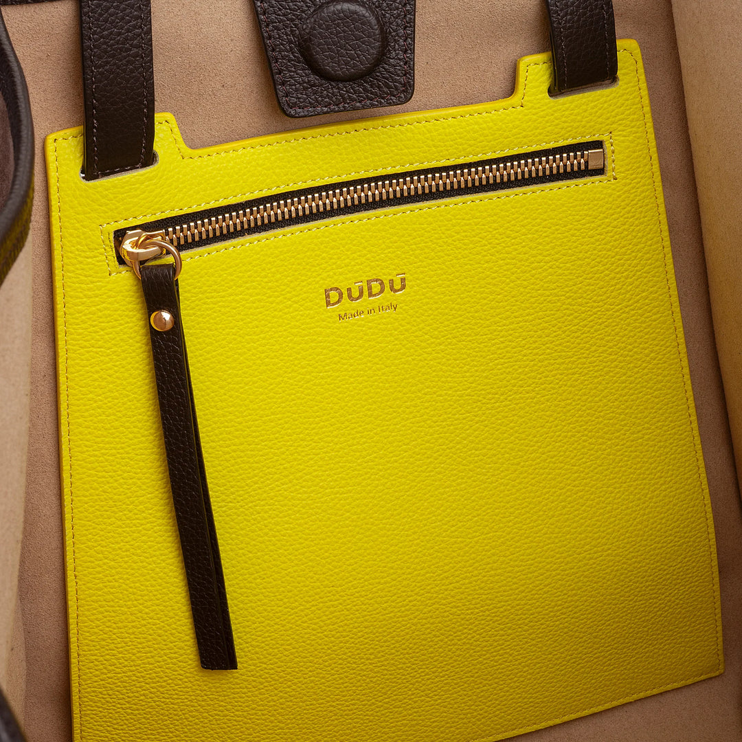 DUDU damesschoudertas van echt leer, gemaakt in Italië, elegante shopper-draagtas, dubbel handvat, volnerf leer of suède - grote handtas voor werk en vrije tijd