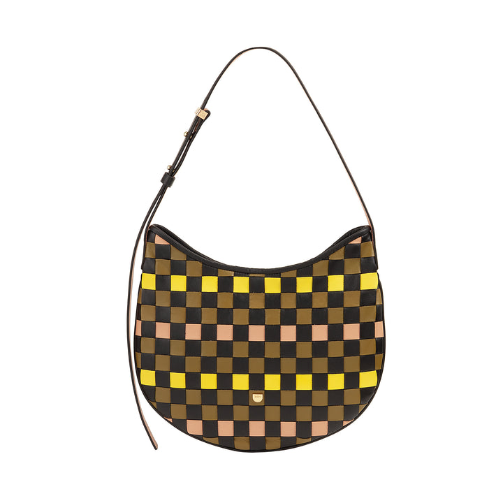 DUDU Sac à Bandoulière pour Femme en Cuir Véritable Tissé - Sac Hobo élégant avec Bandoulière Ajustable et Fermeture Éclair, Design Artisanal, Spacieux et Polyvalent